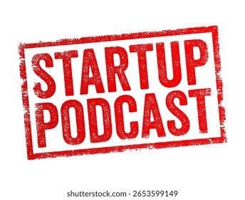 Sello grunge con texto en negrita mayúscula. Ideal para promover contenido empresarial, espectáculos de negocios o imágenes de marca de podcast