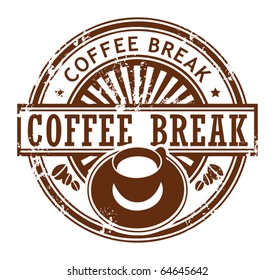 Grunge stamp with coffee cup and the text coffee break written inside the stamp, vector illustration