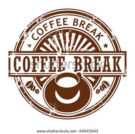 Grunge stamp with coffee cup and the text coffee break written inside the stamp, vector illustration