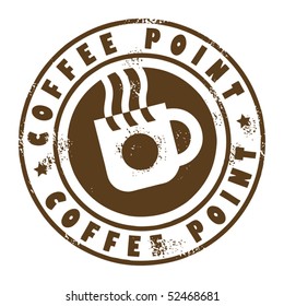 Grunge stamp with coffee cup, vector illustration
