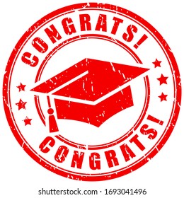 Grunge stamp congratulations over white background