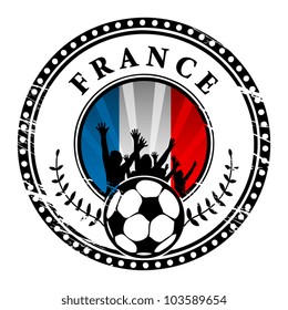 Grunge stamp with football fans and name France, vector illustration