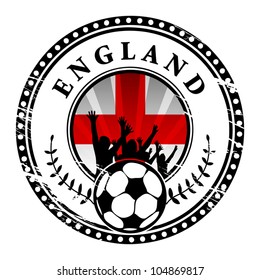 Grunge stamp with football fans and name England, vector illustration
