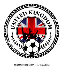 Grunge stamp with football fans and name United Kingdom, vector illustration