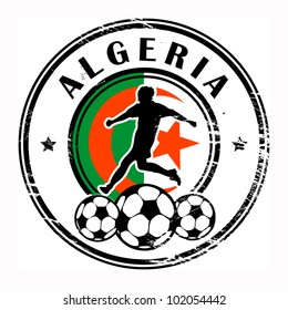 Grunge stamp with football and name Algeria, vector illustration