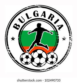 Grunge stamp with football and name Bulgaria, vector illustration