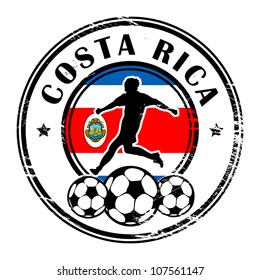 Grunge stamp with football and name Costa Rica, vector illustration