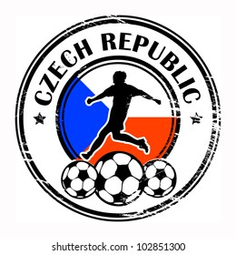 Grunge stamp with football and name Czech Republic, vector illustration