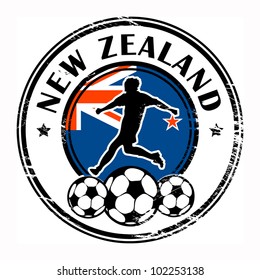 Grunge stamp with football and name New Zealand, vector illustration