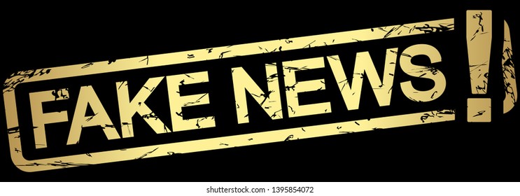 grunge stamp with frame colored gold and text Fake News