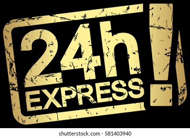 grunge stamp with frame colored gold and text 24h Express