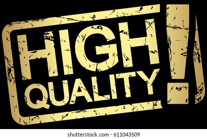 grunge stamp with frame colored gold and text High Quality