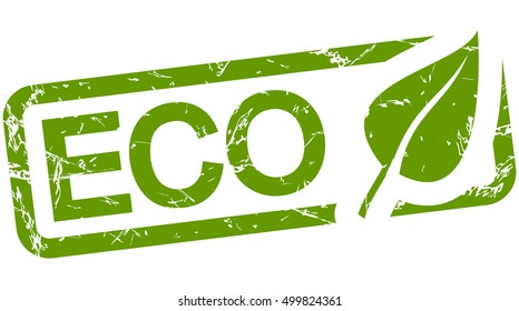 grunge stamp with frame colored green and text ECO