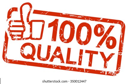 grunge stamp with frame colored red and text 100% quality