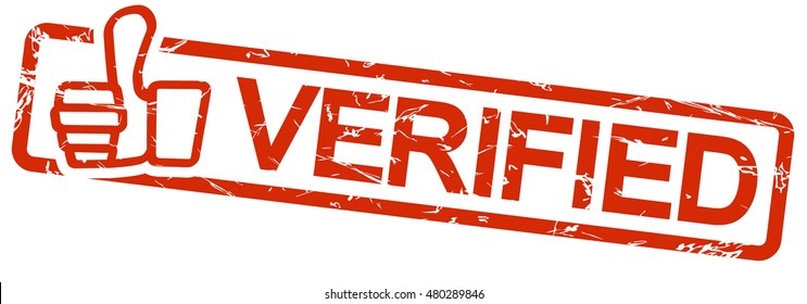 grunge stamp with frame colored red and text verified