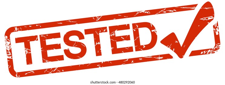 grunge stamp with frame colored red and text tested
