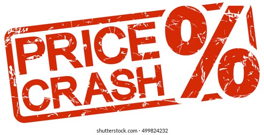 grunge stamp with frame colored red and text price crash