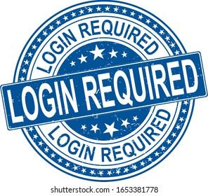 grunge stamp Login Required text. vector stamp seals use blue color,