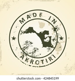 Grunge stamp with map of Akrotiri - vector illustration