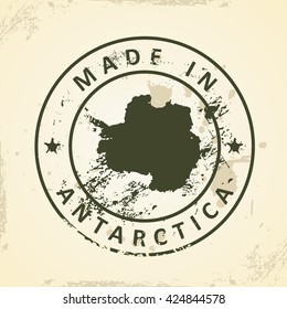 Grunge stamp with map of Antarctica - vector illustration