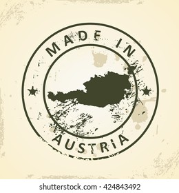 Grunge stamp with map of Austria - vector illustration