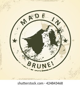 Grunge stamp with map of Brunei - vector illustration
