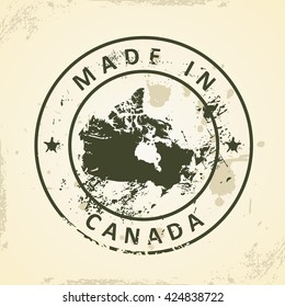 Grunge stamp with map of Canada - vector illustration