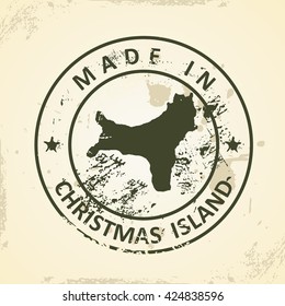 Grunge stamp with map of Christmas Island - vector illustration