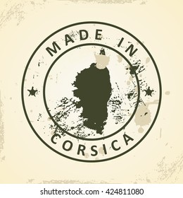 Grunge stamp with map of Corsica - vector illustration
