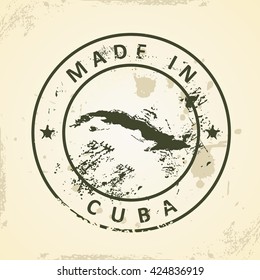 Grunge stamp with map of Cuba - vector illustration