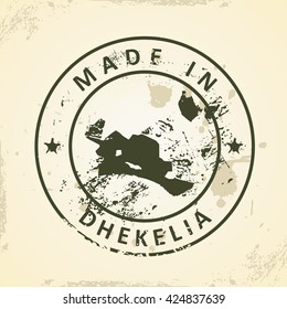 Grunge stamp with map of Dhekelia - vector illustration