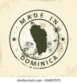 Grunge stamp with map of Dominica - vector illustration