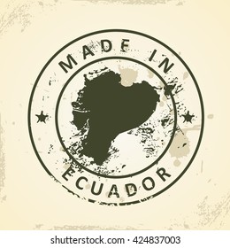 Grunge stamp with map of Ecuador - vector illustration