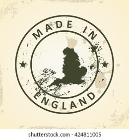 Grunge stamp with map of England - vector illustration