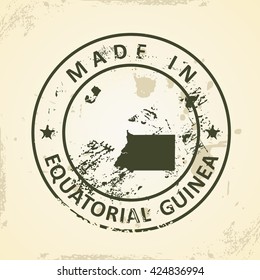 Grunge stamp with map of Equatorial Guinea - vector illustration