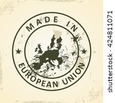 Grunge stamp with map of EU 2015 - vector illustration