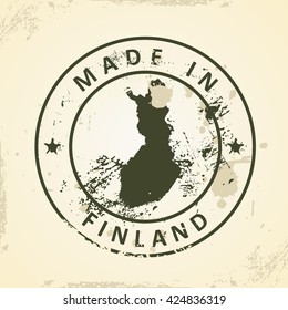 Grunge stamp with map of Finland - vector illustration