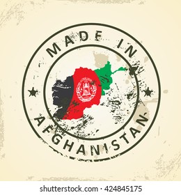 Grunge stamp with map flag of Afghanistan - vector illustration