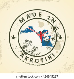 Grunge stamp with map flag of Akrotiri - vector illustration