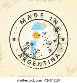 Grunge stamp with map flag of Argentina - vector illustration