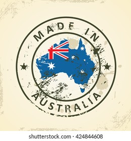 Grunge-Stempel mit Kartenflagge in Australien - Vektorgrafik