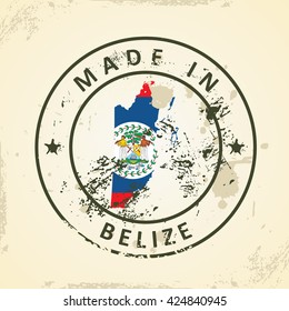 Grunge stamp with map flag of Belize - vector illustration