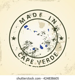 Grunge stamp with map flag of Cape Verde - vector illustration