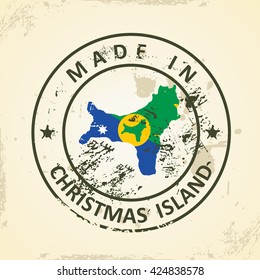 Estampilla de Grunge con bandera de mapa de la Isla de Navidad - ilustración vectorial