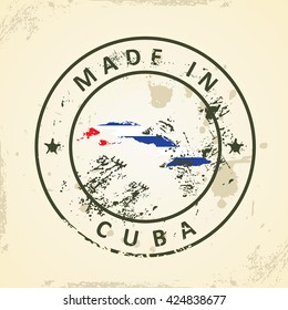 Grunge-Stempel mit Kartenflagge auf Kuba - Vektorgrafik