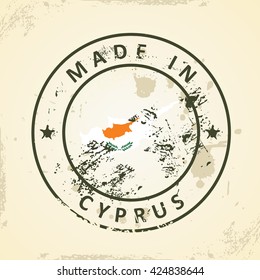 Sello grueso con indicador de mapa de Chipre - ilustración vectorial