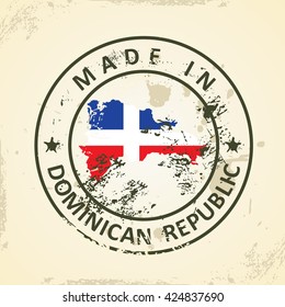 Grunge stamp with map flag of Dominican Republic - vector illustration