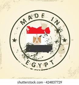 Estampilla gruesa con bandera de mapa de Egipto - ilustración vectorial