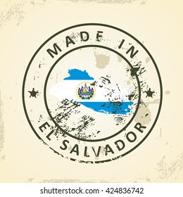 Grunge stamp with map flag of El Salvador - vector illustration