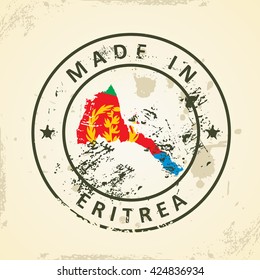 Grunge stamp with map flag of Eritrea - vector illustration